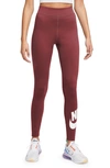 Nike Sportswear Classics High Waist Graphic Leggings In Dark Team Red/ White