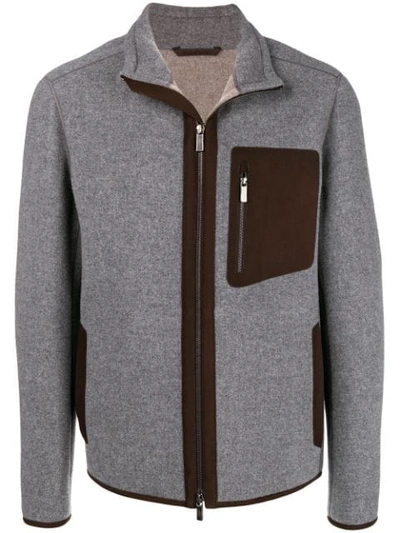 Ermenegildo Zegna Contrast Pocket Zipped Jacket In Grey