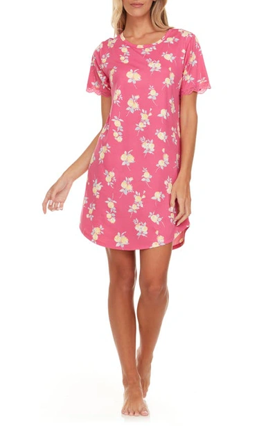 Flora Nikrooz Kathleen Floral Short Sleeve Nightshirt In Pink