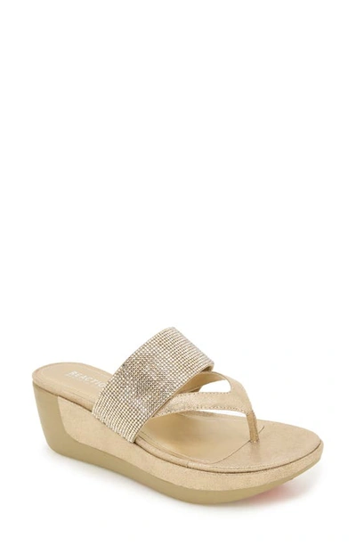 Reaction Kenneth Cole Pepea Crystal Platform Wedge Sandal In Gold Elastic