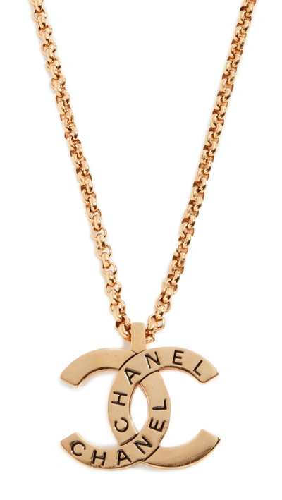 Pre-owned Chanel Gold Cc Pendant Necklace
