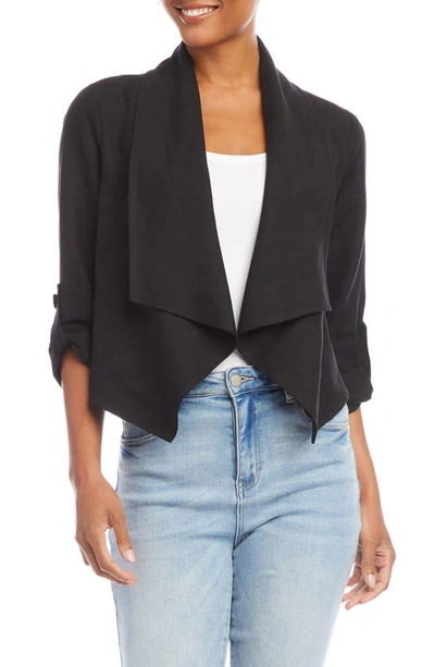 Karen Kane Waterfall Front Cardigan In Black