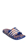 Adidas Originals Adilette Comfort Slide Sandal In Bold Blue/bliss Orange/bold Blue