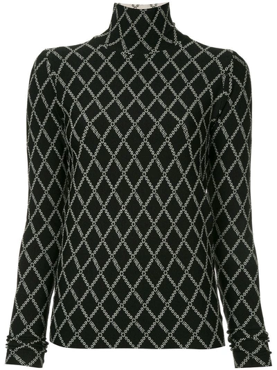 Irene Stitch-detail Turtle Neck Sweater - Black
