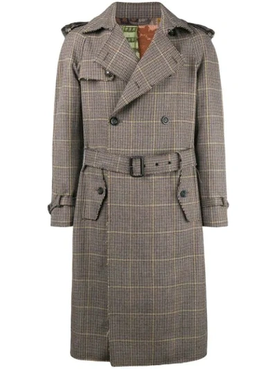 Etro Checked Trench Coat In Brown