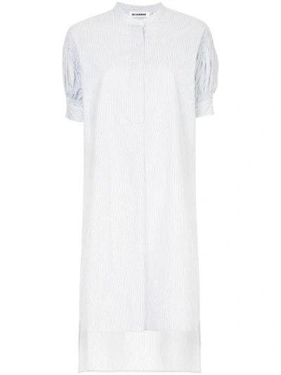 Jil Sander Pleated Sleeves Long Shirt In White