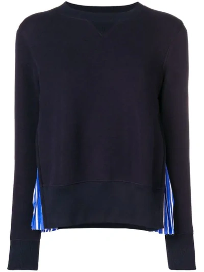 Sacai Pinstriped Cotton-blend Sweatshirt In Blue