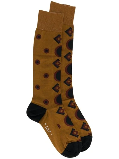 Marni Geometric Fitted Socks - Brown
