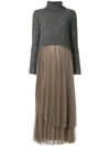 Fabiana Filippi Contrast Material Sweater Dress - Grey
