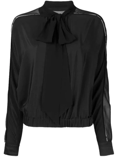 Versace Sheer Panel Blouse - Black