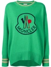 Moncler Logo Embroidered Sweater In Green