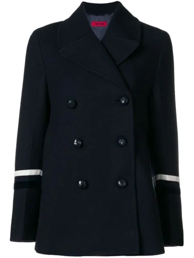 The Gigi Double-breasted Fitted Coat - Blue