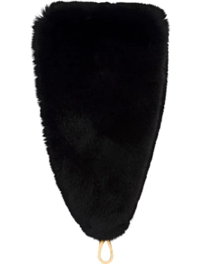Miu Miu Detachable Fur Handle In Black