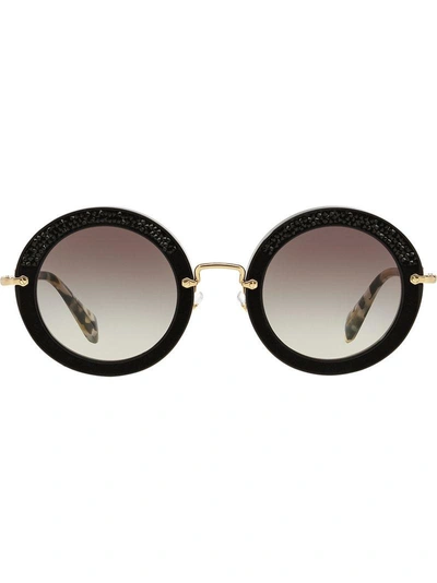 Miu Miu Noir Crystal-embellished Sunglasses In Black