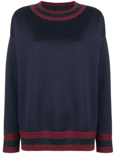 Moncler Jersey Lurex-knit Sweatshirt In Dark Blue