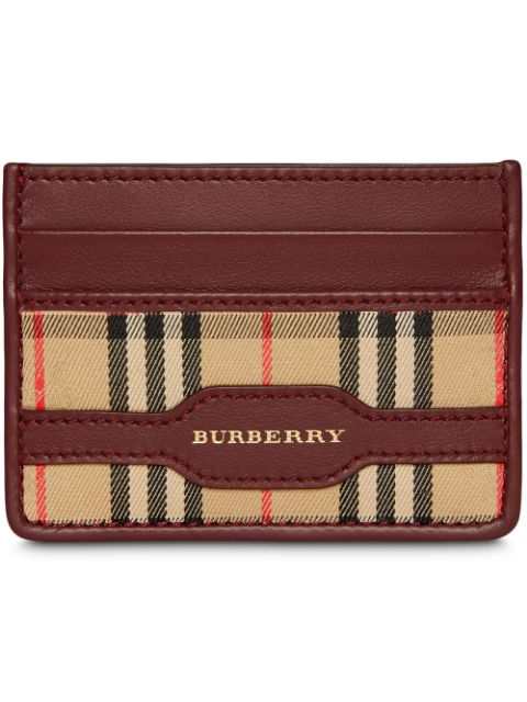 1983 Check And Leather Card Case In Red 