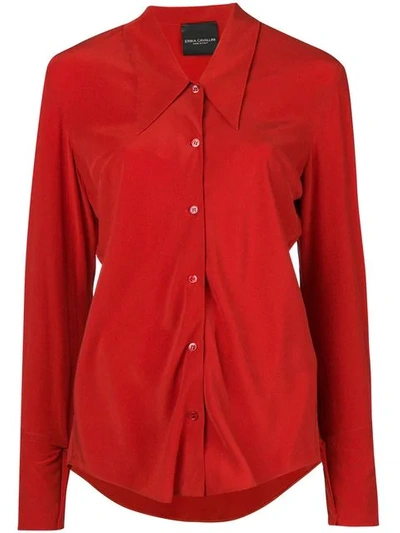 Erika Cavallini Buttoned Silk Shirt In Red