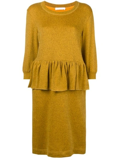 Peter Jensen Peplum Style Dress In Yellow