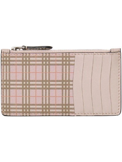 Burberry Small Scale Check And Leather Card Case In Pink