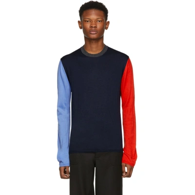 Comme Des Garçons Shirt Comme Des Garcons Shirt Navy Color Mix Crewneck Sweater In Blue