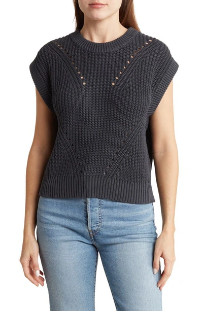 Marine Layer Devon Cotton Sweater Vest In Black