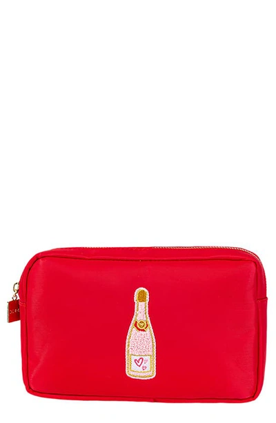 Bloc Bags Medium Champagne Bottle Cosmetics Bag In Red