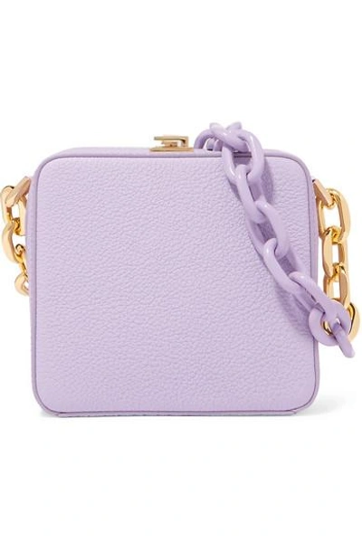 The Volon Cube Chain Textured-leather Shoulder Bag In Lilac
