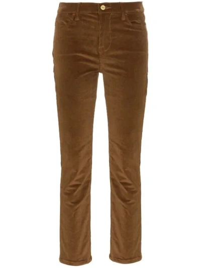 Frame Le High Ankle Straight Corduroy Pants In Brown