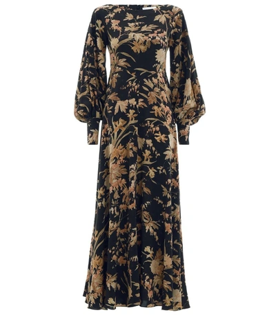 Zimmermann Unbridled Basque Dress In Black Jonquil Floral In Multi |  ModeSens