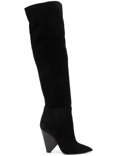 Saint Laurent Niki 150mm Cone Heel Boots In Black