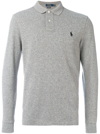 Polo Ralph Lauren Logo Embroidered Long-sleeve Polo Shirt In Canterbury Heather
