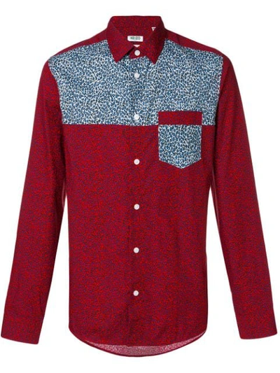 Kenzo Leopard Panel Shirt - Red