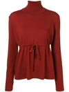 Société Anonyme High Neck Knitted Top In Red
