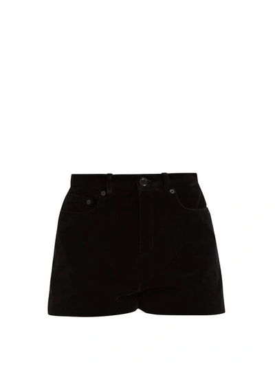 Saint Laurent Velvet Mini Shorts In Black