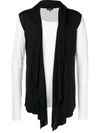 Unconditional Contrast Hooded Cape Waistcoat T-shirt - White