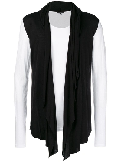 Unconditional Contrast Hooded Cape Waistcoat T-shirt - White