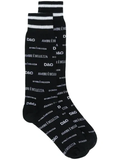 Dolce & Gabbana Slogan Socks In Black