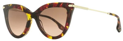Victoria Beckham Women's Cat Eye Sunglasses Vb621s 616 Red Amber Tortoise 53mm In Multi