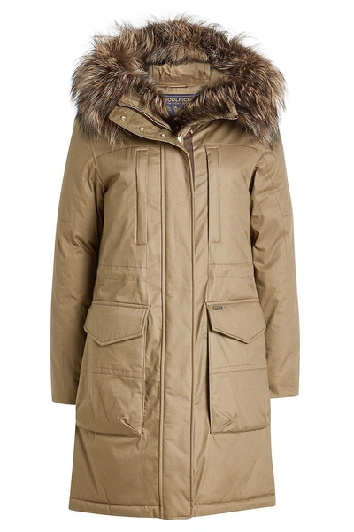 Woolrich Essex Military Down Parka With Fur-trimmed Hood In Green | ModeSens