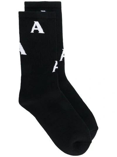 Alyx Logo Intarsia Socks In Black