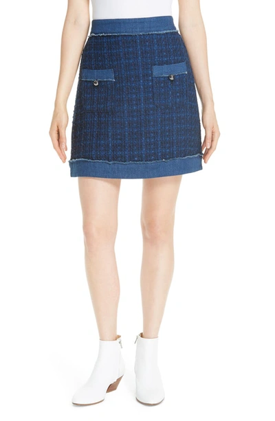 Kate Spade Denim Tweed Mini Skirt In Indigo Multi