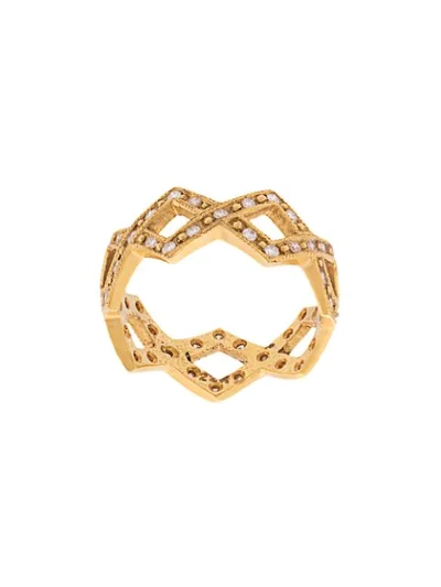 Cathy Waterman 22kt Gold And Diamond Braided Ring In Metallic