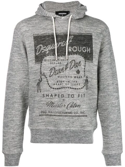 Dsquared2 Printed Hooded Sweatshirt In Grey