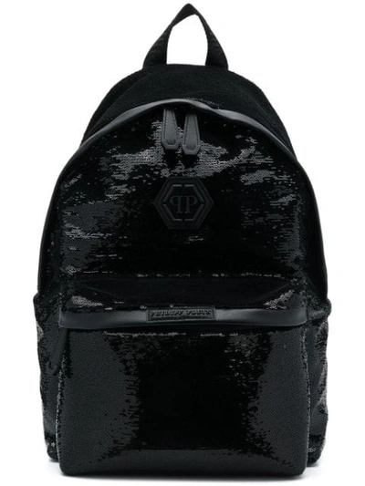 Philipp Plein Sequin Embellished Backpack In Black