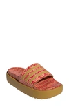 Adidas Originals Adilette Sandal In Gold/gold/tomato