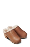 Beek Woodpecker Genuine Shearling Clog In Saddle Leather