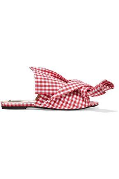 N°21 Woman Knotted Gingham Canvas Slides Red