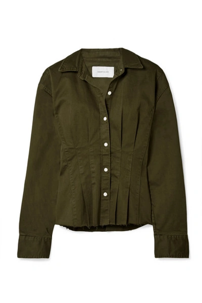 Current Elliott The Tella Pleated Cotton-blend Twill Jacket In Rural Green