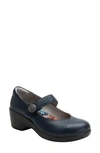 Alegria By Pg Lite Wedge Clog Sole Mary Jane Pump In Navy Gloss
