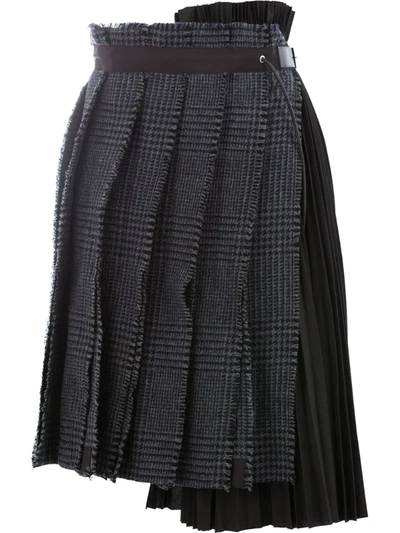 Sacai Deconstructed Pleated Skirt In Black